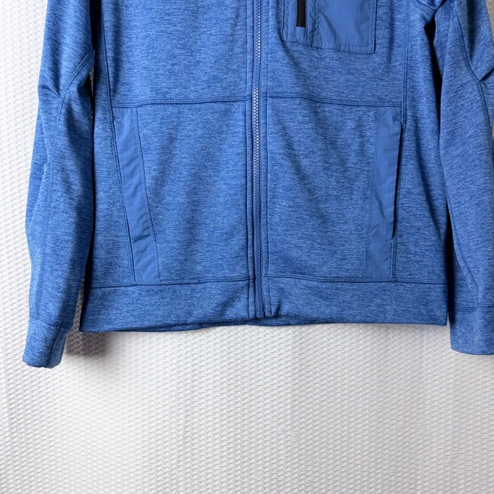 Athletic Works Full Zip Hoodie Boys Medium Blue Heathered DriWorks Fleece Jacket